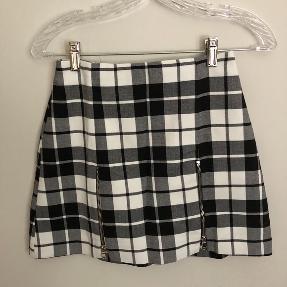 Plaid A-Line Miniskirt Black and White Corpcore Office Siren Women's Small - Picture 1 of 8